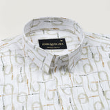 Celith Olive Abstract Linen Printed Shirt - John Ellies