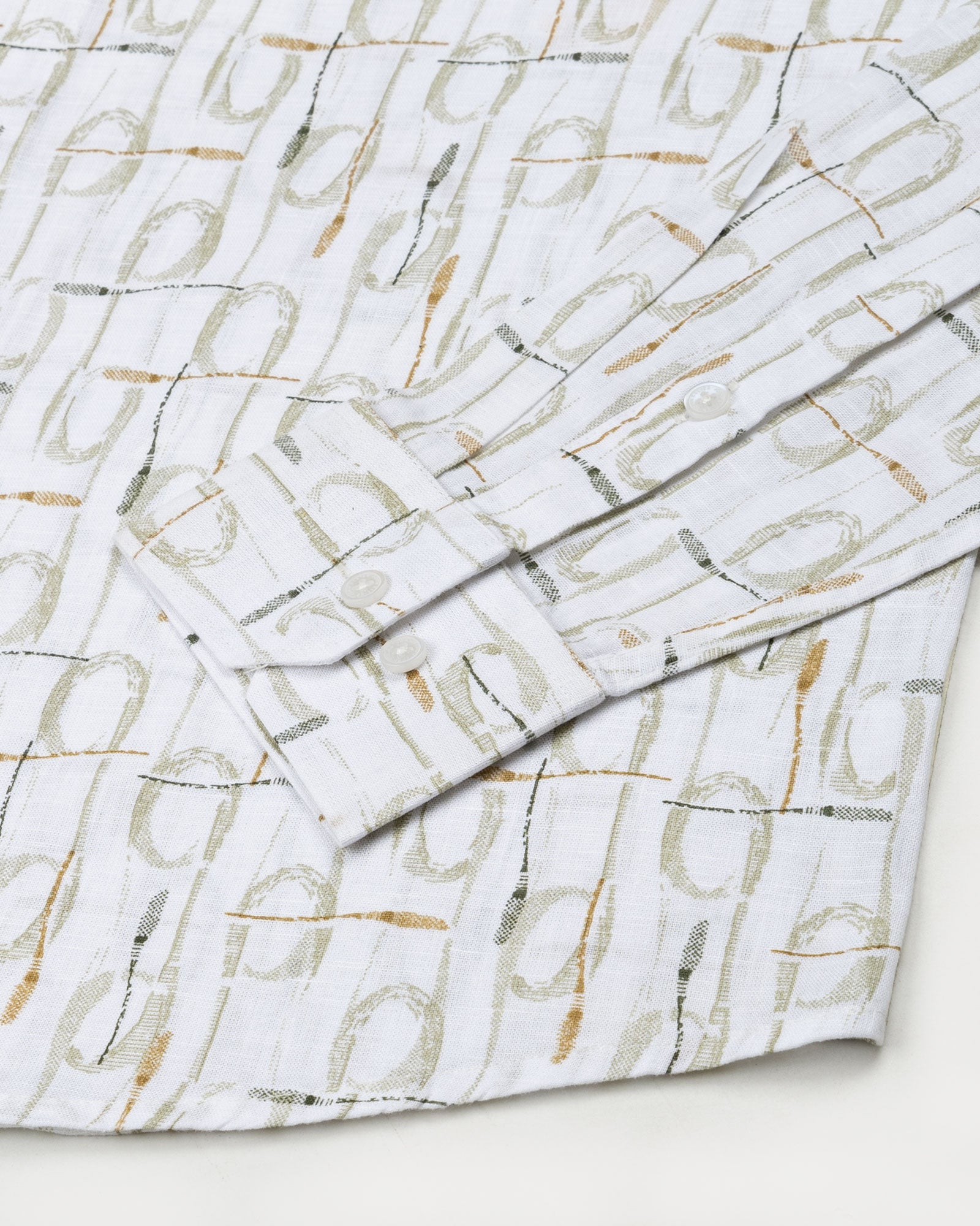 Celith Olive Abstract Linen Printed Shirt - John Ellies