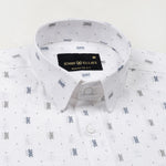 Celith White Motifs Linen Printed Shirt - John Ellies