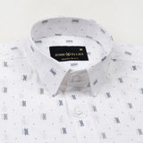 Celith White Motifs Linen Printed Shirt - John Ellies