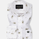 Celith White Leaf Linen Printed Shirt - John Ellies