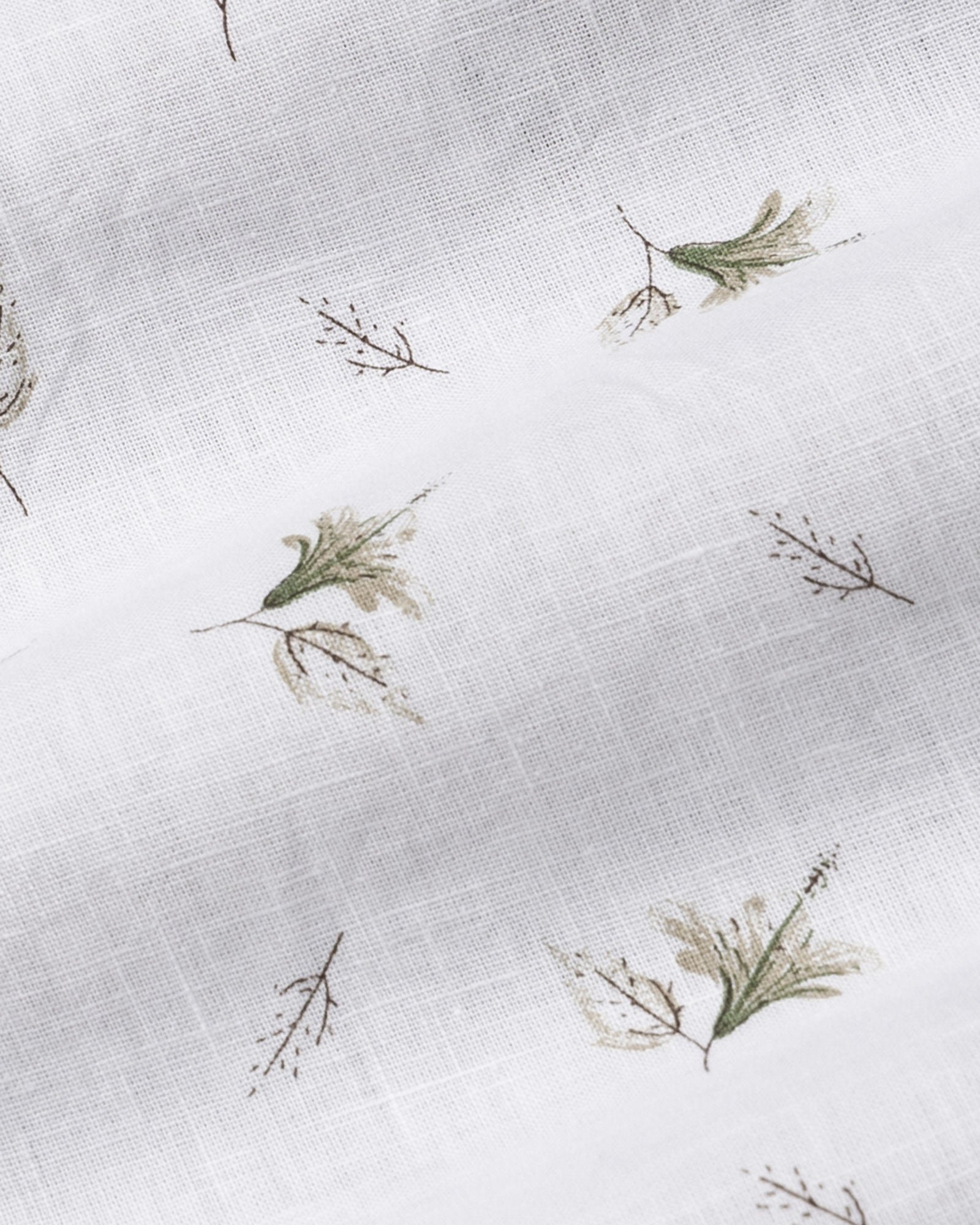 Celith White Leaf Linen Printed Shirt - John Ellies