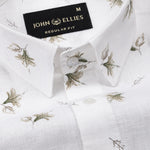 Celith White Leaf Linen Printed Shirt - John Ellies