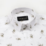 Celith White Leaf Linen Printed Shirt - John Ellies