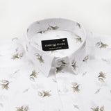 Celith White Leaf Linen Printed Shirt - John Ellies