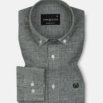 Zinots Green Houndstooth Check Button Down Linen Shirt - John Ellies