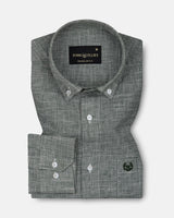 Zinots Green Houndstooth Check Button Down Linen Shirt