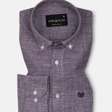 Zinots Purple Houndstooth Check Button Down Linen Shirt - John Ellies