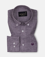 Zinots Purple Houndstooth Check Button Down Linen Shirt