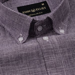 Zinots Purple Houndstooth Check Button Down Linen Shirt - John Ellies