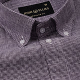 Zinots Purple Houndstooth Check Button Down Linen Shirt - John Ellies