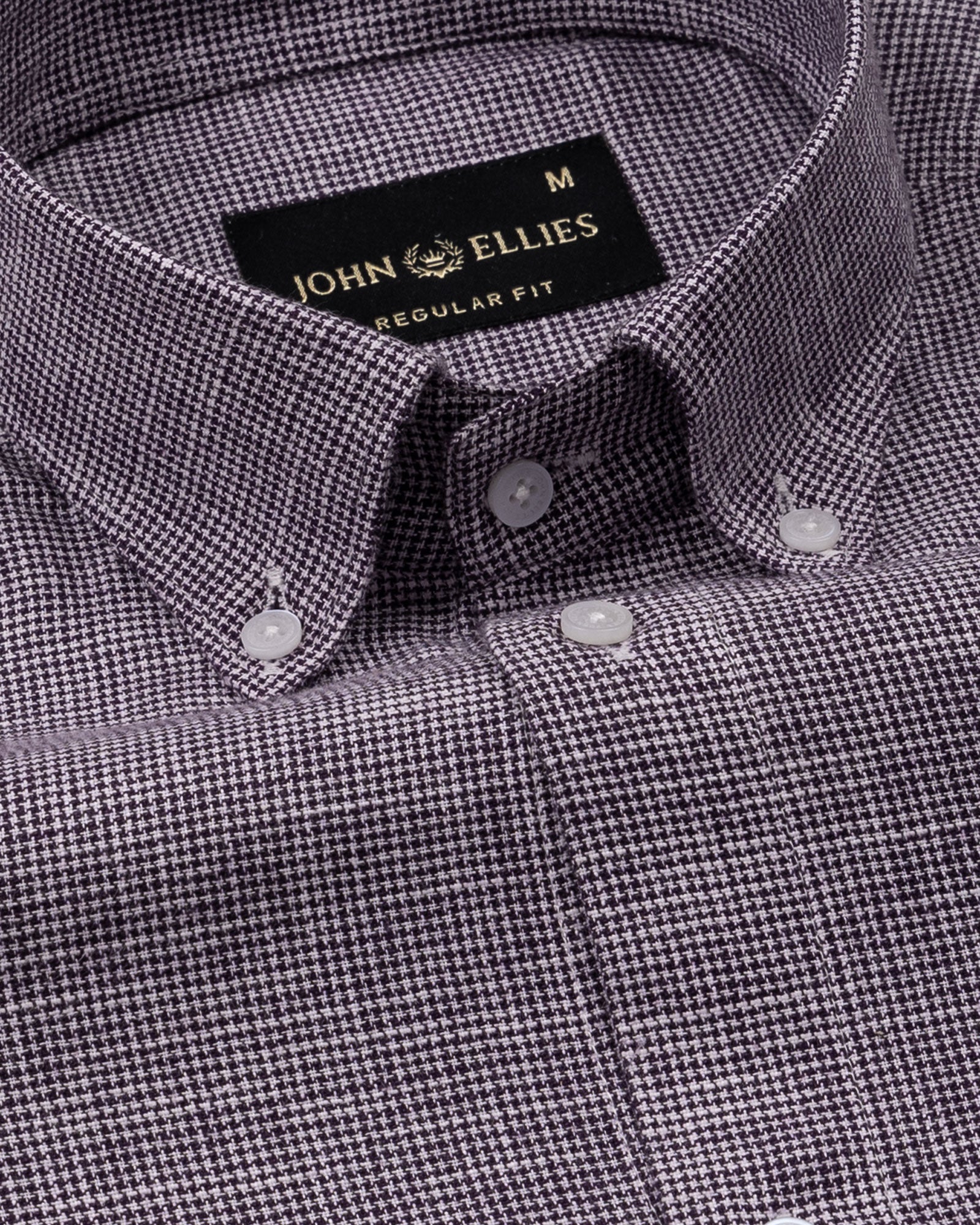 Zinots Purple Houndstooth Check Button Down Linen Shirt - John Ellies
