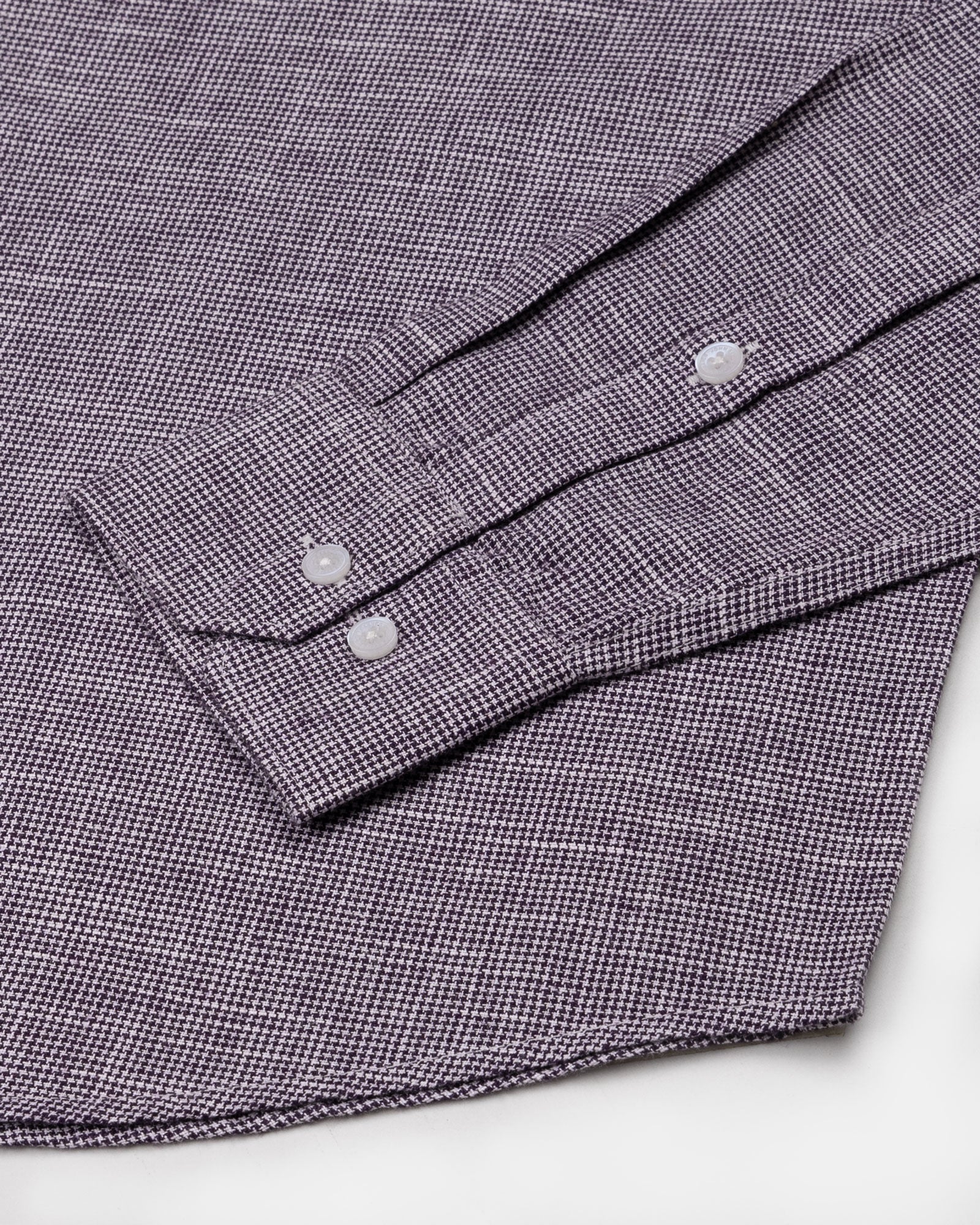 Zinots Purple Houndstooth Check Button Down Linen Shirt - John Ellies