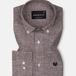 Zinots Brown Houndstooth Check Button Down Linen Shirt - John Ellies