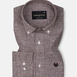 Zinots Brown Houndstooth Check Button Down Linen Shirt - John Ellies