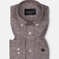 Zinots Brown Houndstooth Check Button Down Linen Shirt - John Ellies