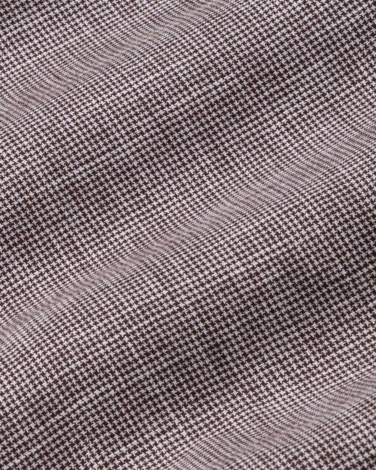Zinots Brown Houndstooth Check Button Down Linen Shirt - John Ellies