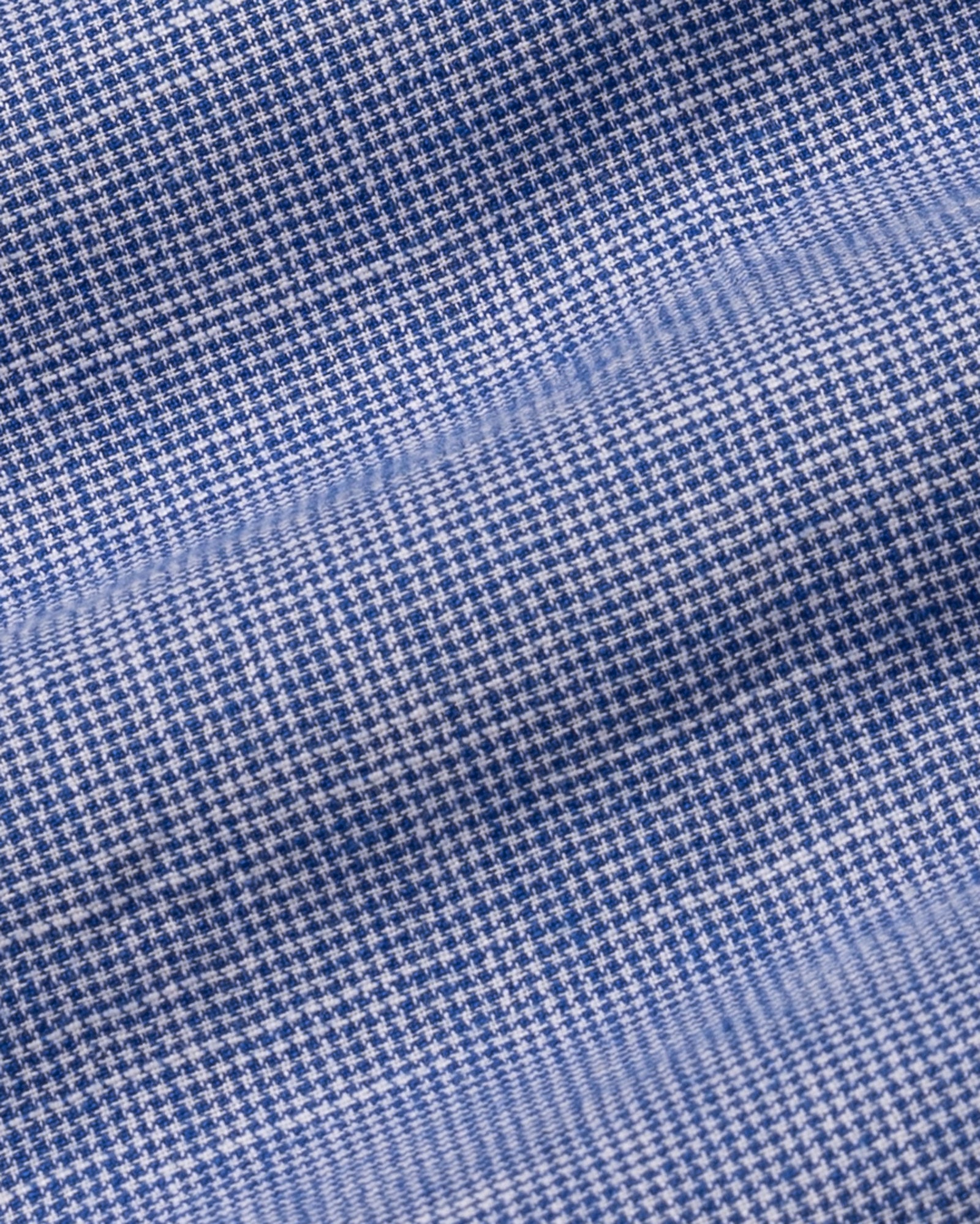Zinots Blue Houndstooth Check Button Down Linen Shirt - John Ellies
