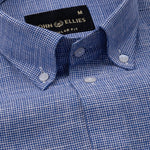 Zinots Blue Houndstooth Check Button Down Linen Shirt - John Ellies
