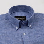 Zinots Blue Houndstooth Check Button Down Linen Shirt - John Ellies