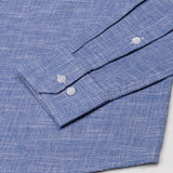 Zinots Blue Houndstooth Check Button Down Linen Shirt - John Ellies