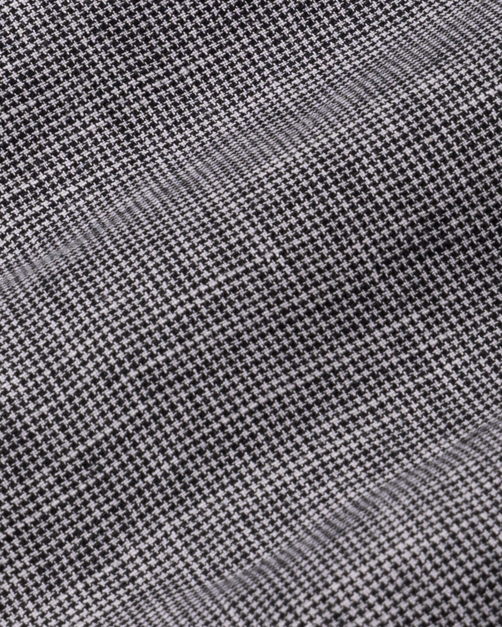 Zinots Black Houndstooth Check Button Down Linen Shirt - John Ellies