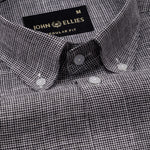 Zinots Black Houndstooth Check Button Down Linen Shirt - John Ellies