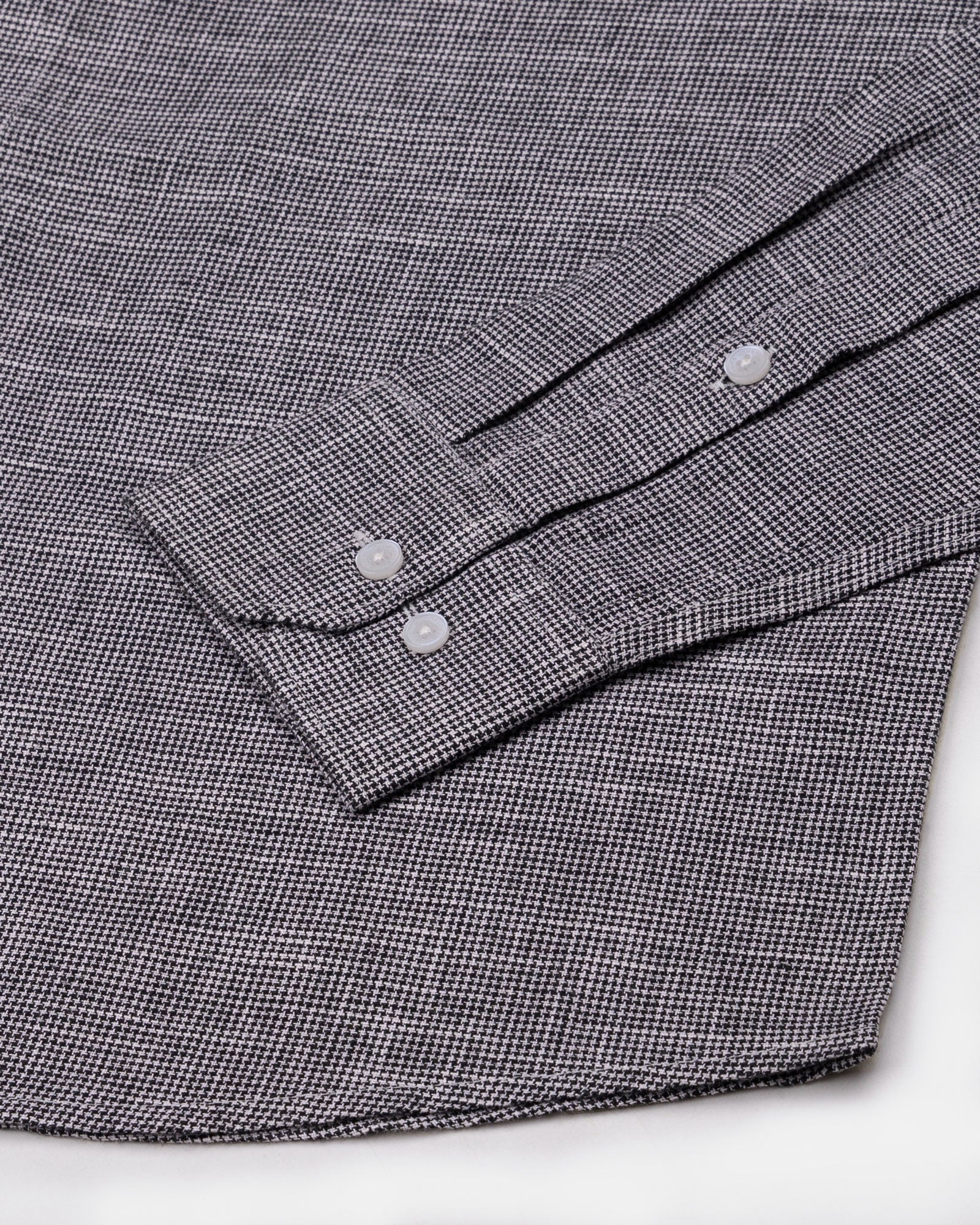 Zinots Black Houndstooth Check Button Down Linen Shirt - John Ellies
