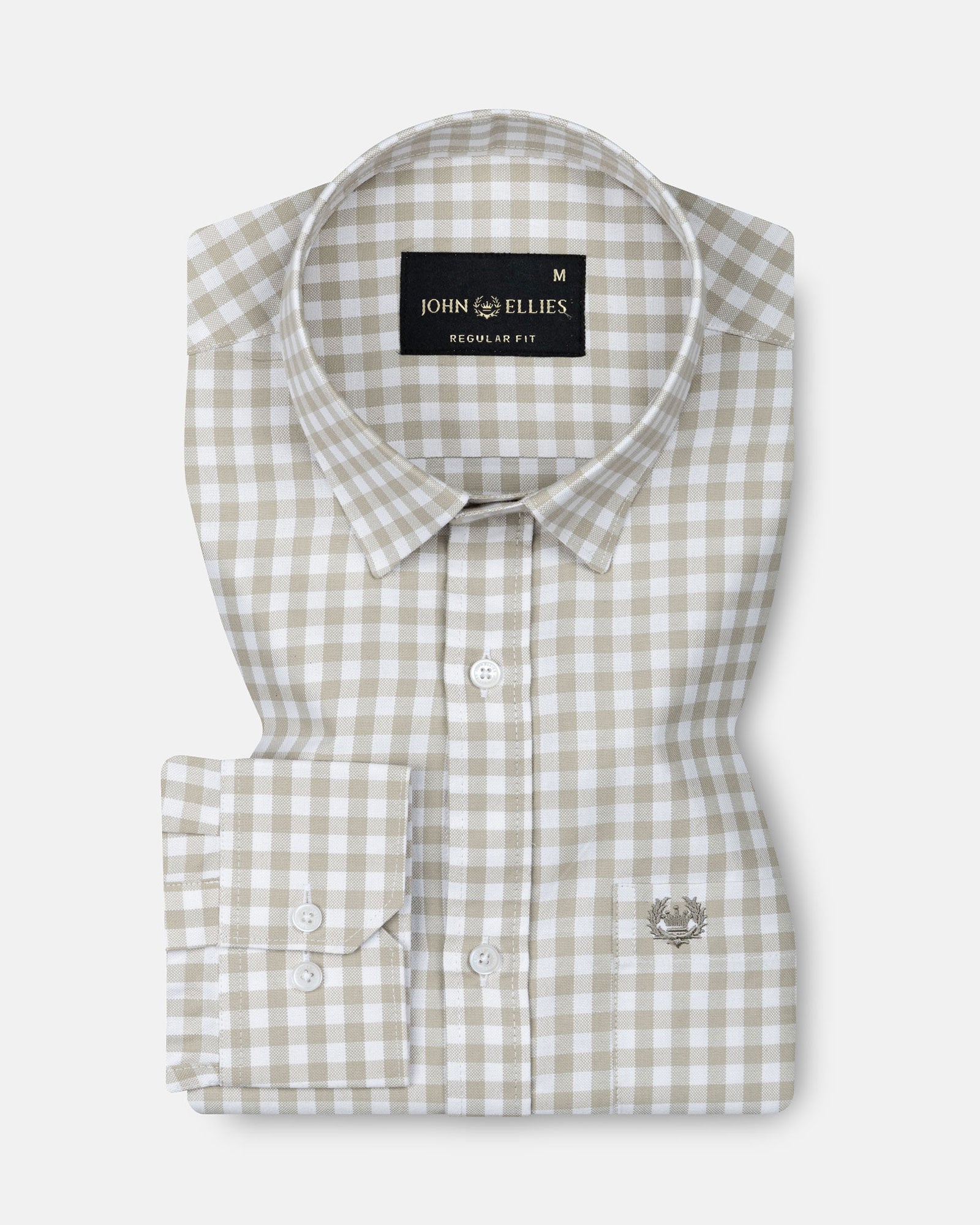 Asford Tan Hidden Button Down Oxford Cotton Shirt - John Ellies