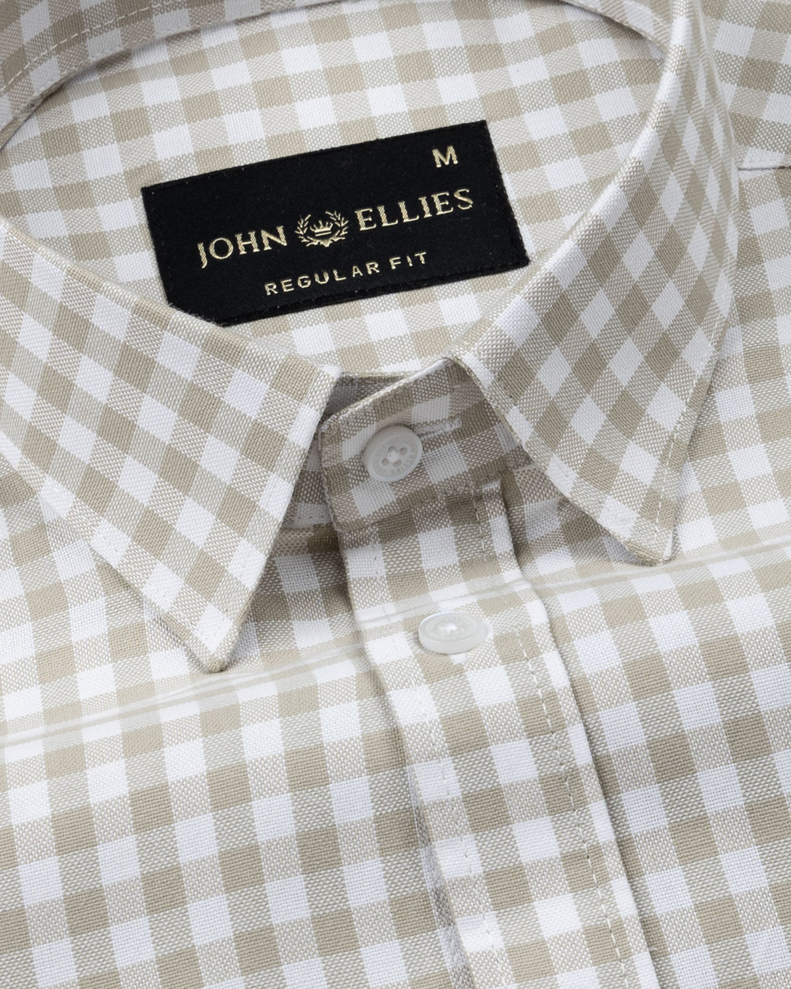 Asford Tan Hidden Button Down Oxford Cotton Shirt - John Ellies