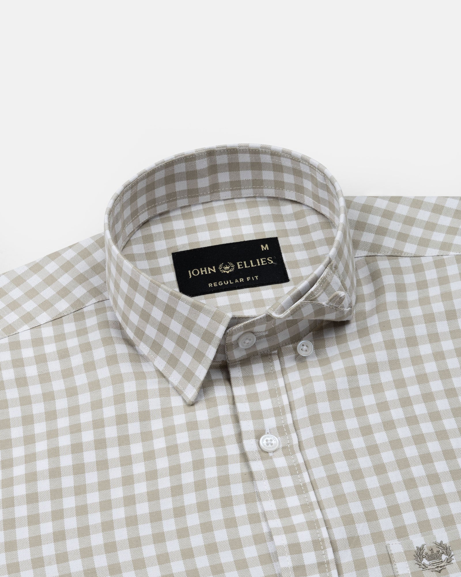 Asford Tan Hidden Button Down Oxford Cotton Shirt - John Ellies
