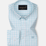 Asford Sky Blue Hidden Button Down Oxford Cotton Shirt - John Ellies
