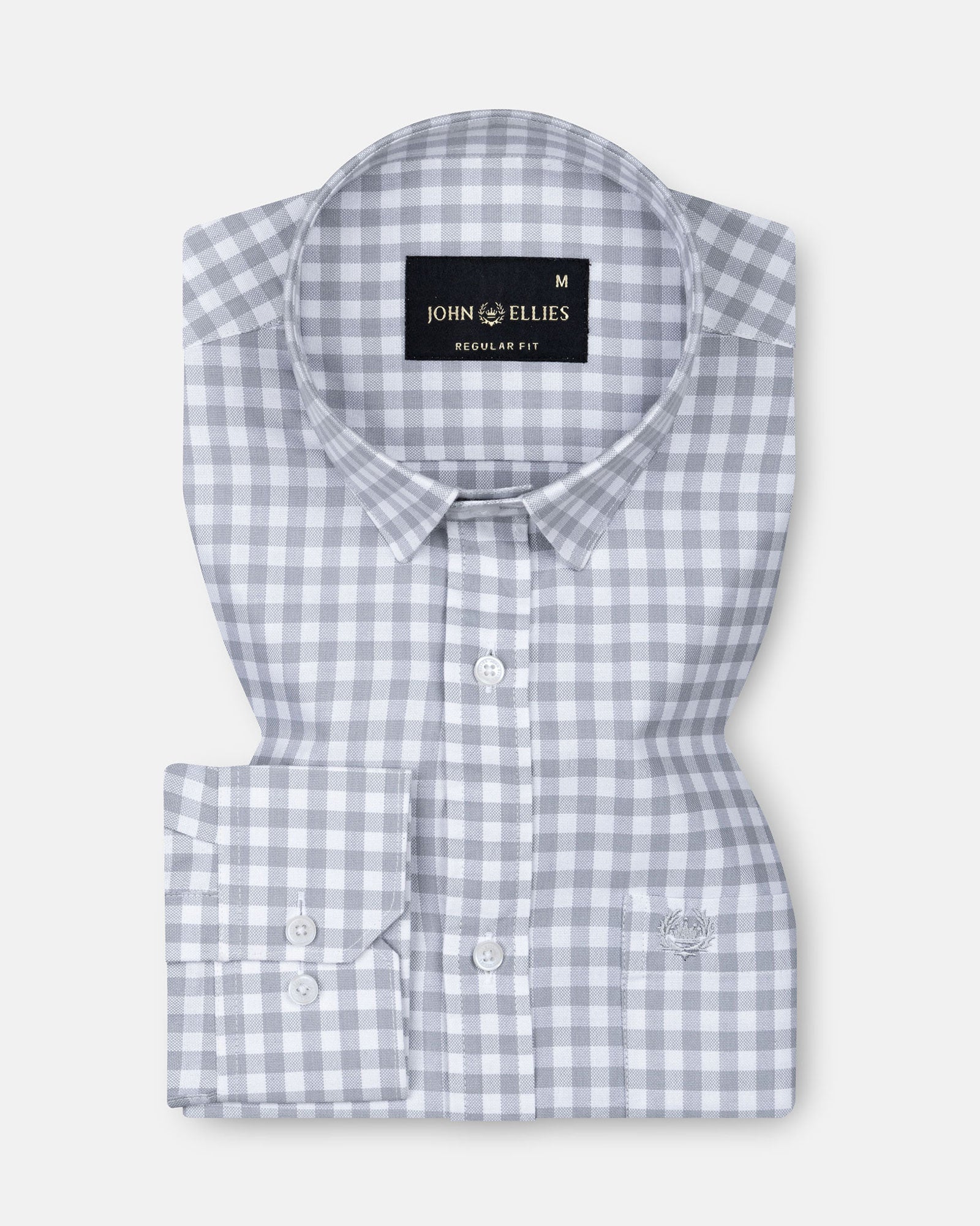 Asford Grey Hidden Button Down Oxford Cotton Shirt - John Ellies
