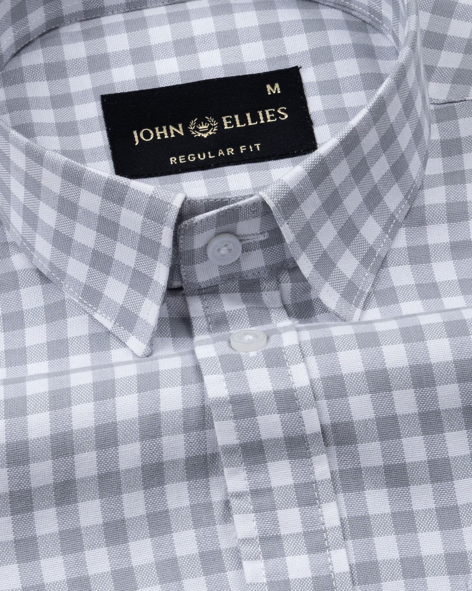 Asford Grey Hidden Button Down Oxford Cotton Shirt - John Ellies