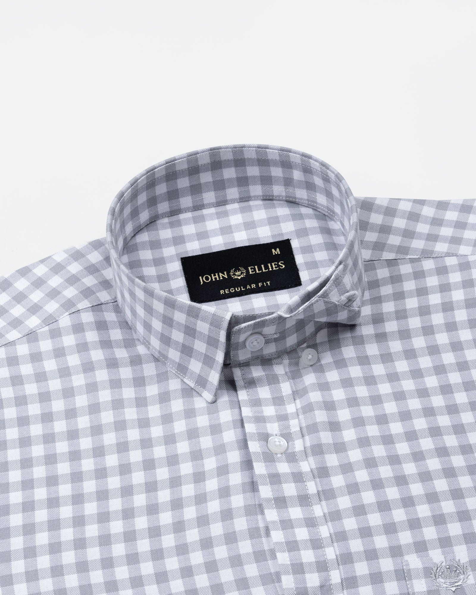 Asford Grey Hidden Button Down Oxford Cotton Shirt - John Ellies