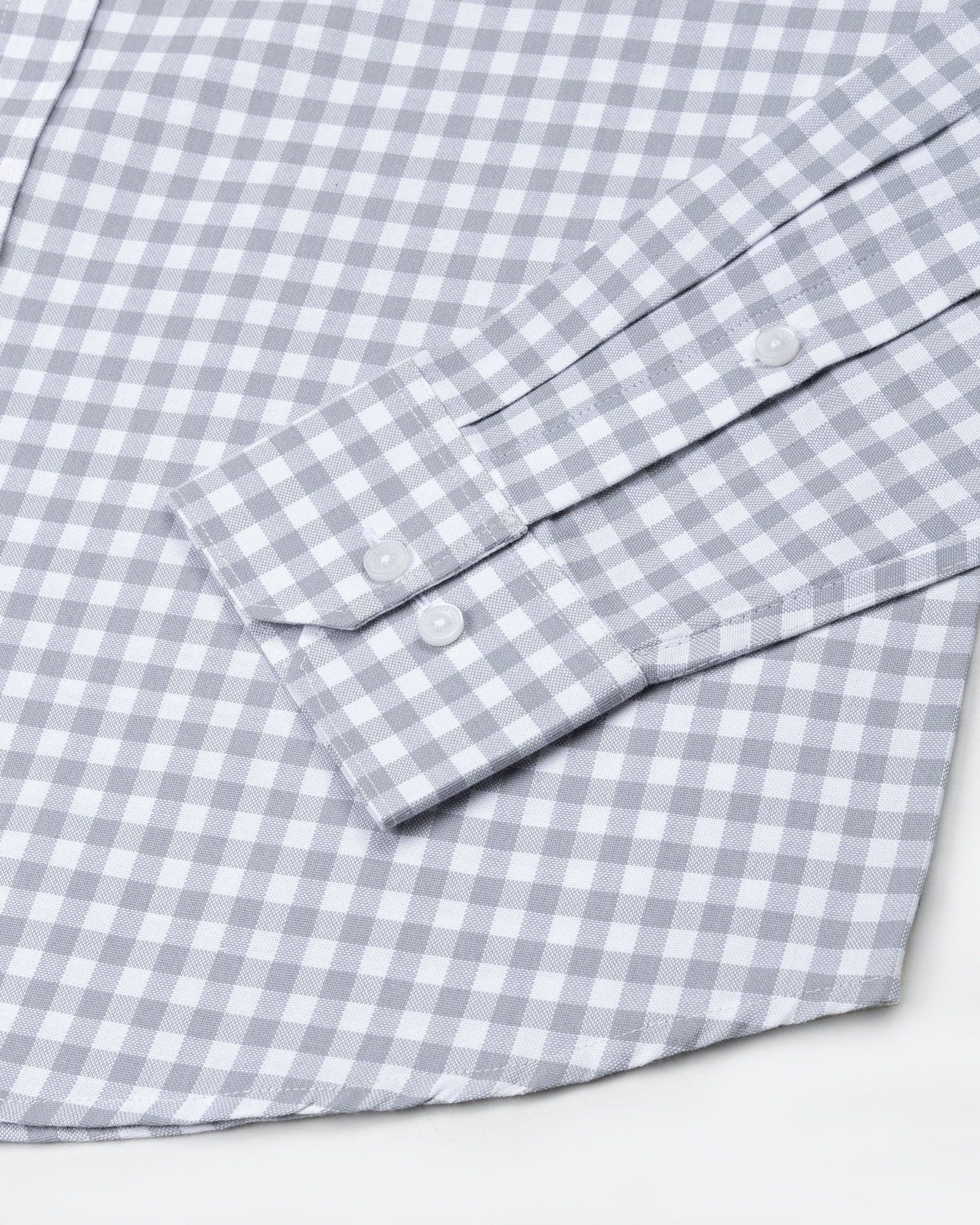 Asford Grey Hidden Button Down Oxford Cotton Shirt - John Ellies
