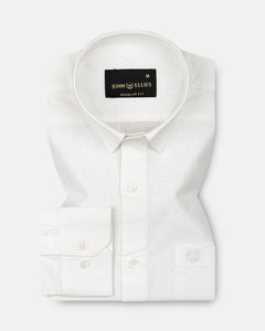 Pekzy White Plain Luxurious Linen Shirt - John Ellies
