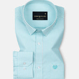 Axels Cyan Stripes Oxford Cotton Shirt