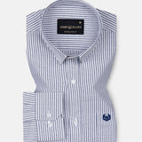 Axels Navy Blue Stripes Oxford Cotton Shirt