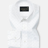 Luwan White Printed Dobby Cotton Shirt