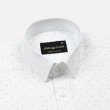 Luwan White Printed Dobby Cotton Shirt
