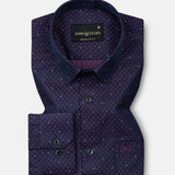 Luwan Purple Printed Dobby Cotton Shirt