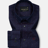 Luwan Blue Printed Dobby Cotton Shirt