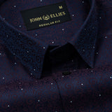 Luwan Blue Printed Dobby Cotton Shirt