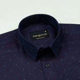 Luwan Blue Printed Dobby Cotton Shirt