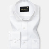 Marcell White Textured Cutaway Cotton Shirt - John Ellies