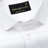 Marcell White Textured Cutaway Cotton Shirt - John Ellies