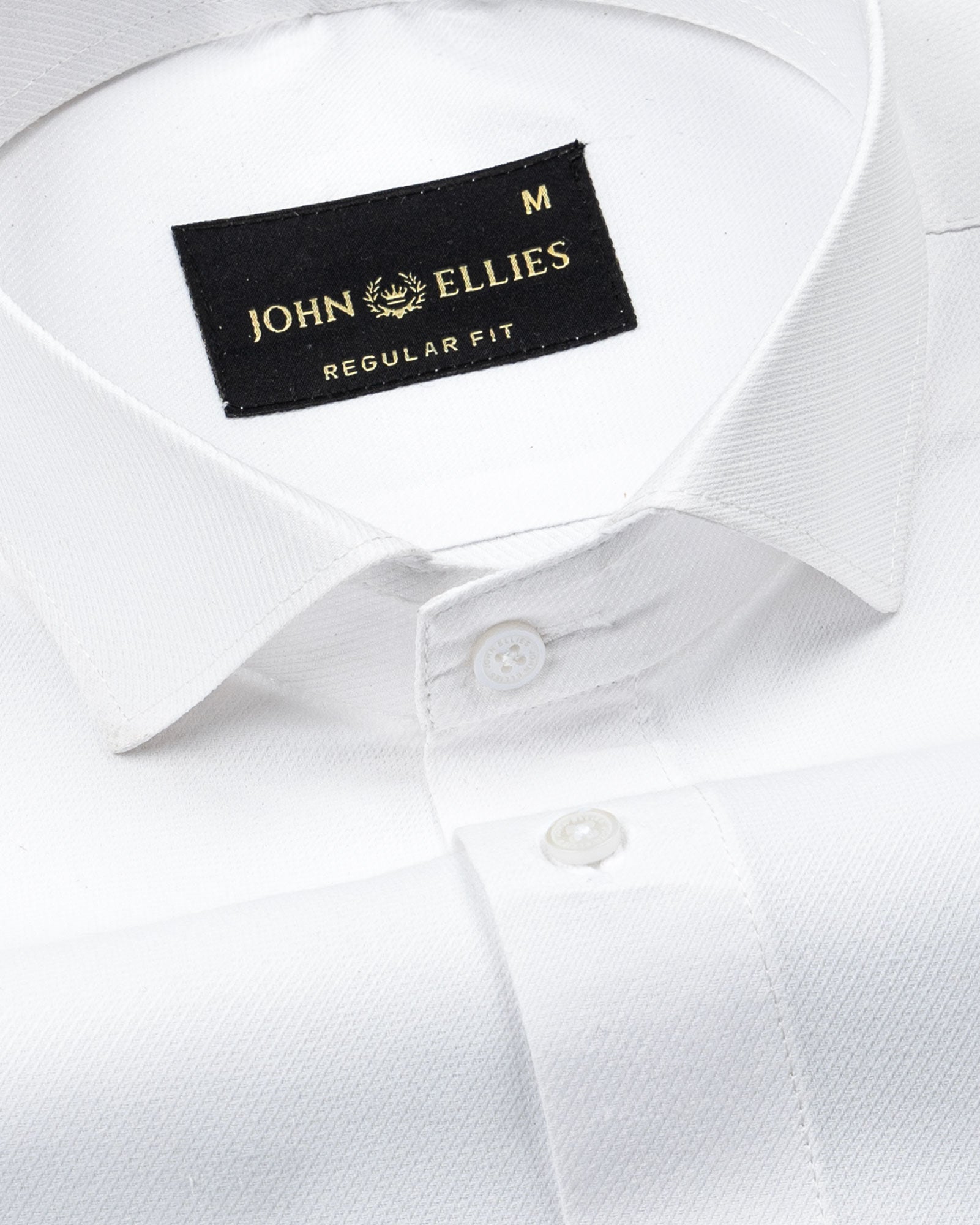 Marcell White Textured Cutaway Cotton Shirt - John Ellies