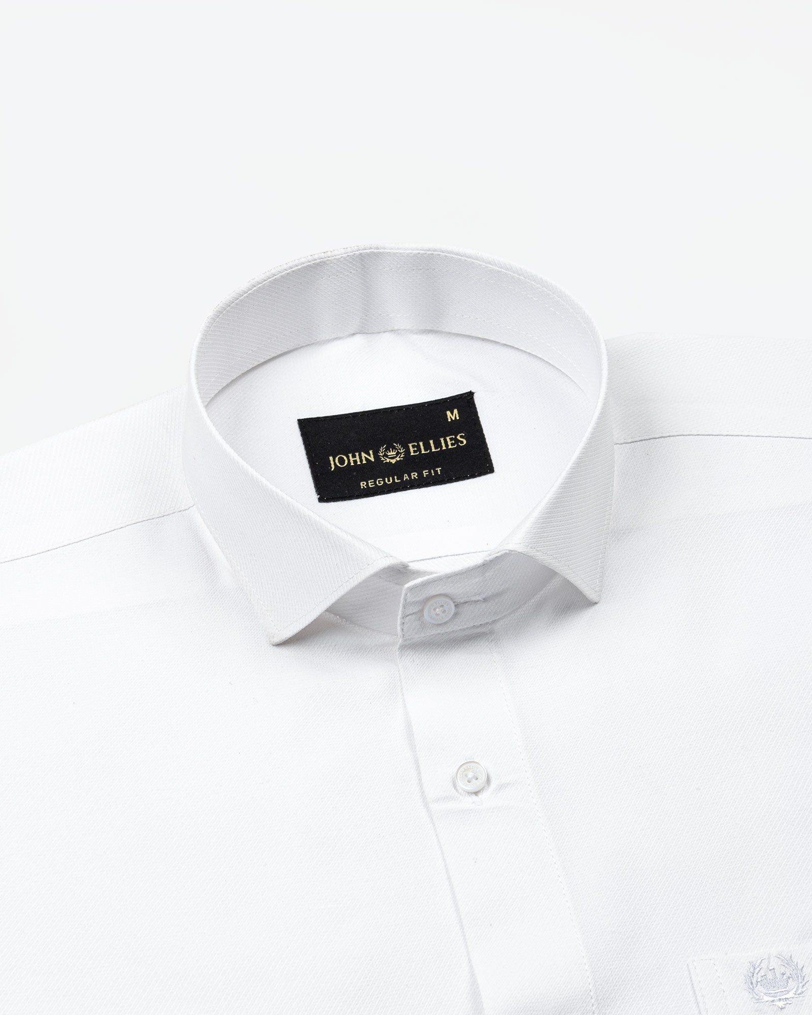 Marcell White Textured Cutaway Cotton Shirt - John Ellies