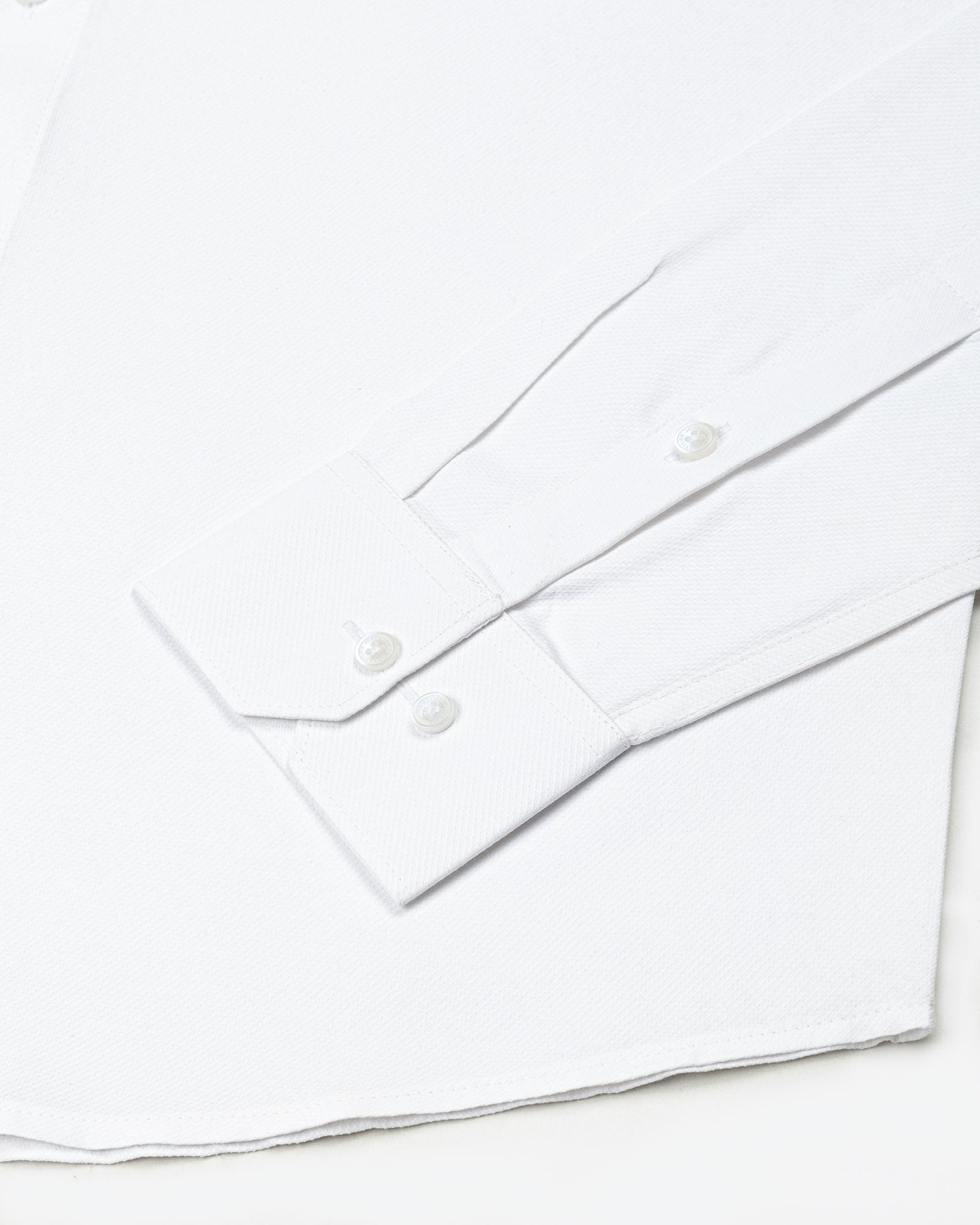 Marcell White Textured Cutaway Cotton Shirt - John Ellies